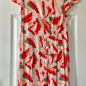 Lafayette 148 New York Red and White Flutter Sleeve Sundress Size M